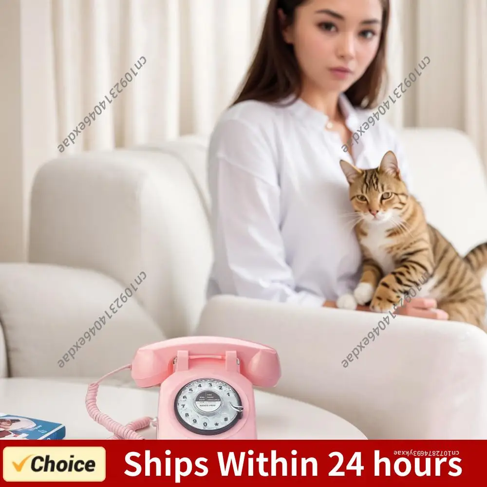 Rotary Dial Phone 1960s Vintage Corded Phone Redial Button Old-Fashioned Telephone Decorative Vintage Phone for Hotel School