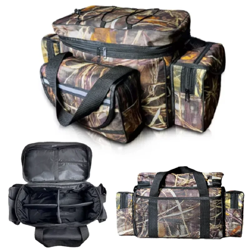 

Large Capacity Waterproof Nylon Fishing Gear Bag, Double Layer Multi-functional Outdoor Shoulder Sling Bag for Fishing