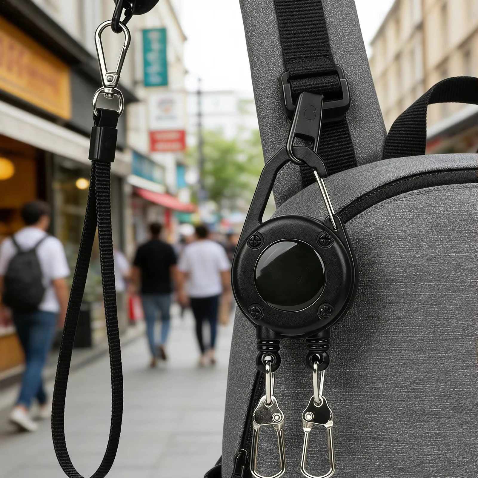 QAJTAO Einziehbarer Schlüsselanhänger, Doppelkopf-Gürtelclip, Ausweishalter mit Stahlseil, für Outdoor-Aktivitäten und Angeln – Detail 4