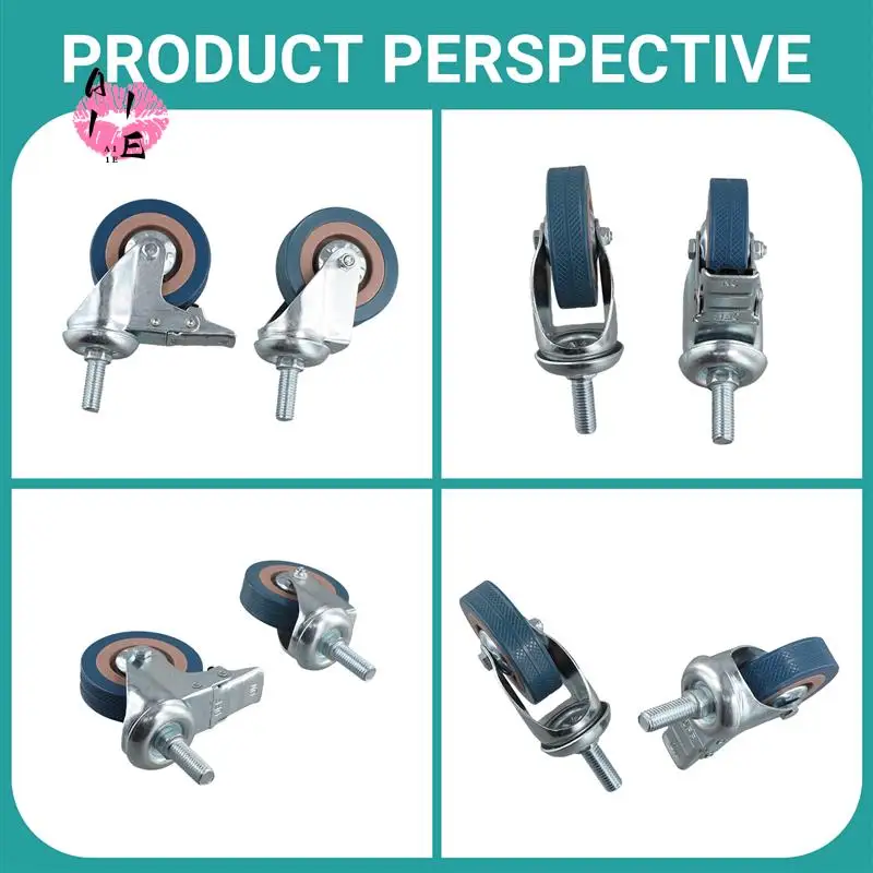 

A11E-Heavy Duty 75Mm Swivel Castor With Brake Trolley Casters Wheels For Furniture, Set Of 4