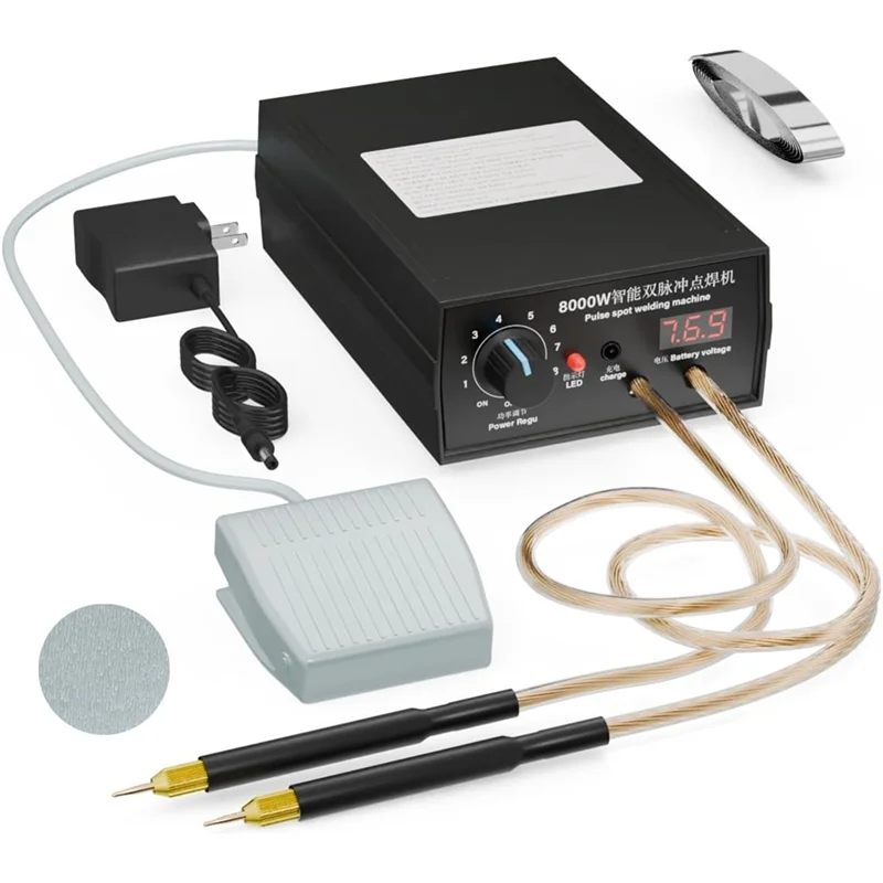 AT05-DIY Battery Spot Welder 8000W, High-Power Welding Machine Kit With Nickel Strip For 18650 Battery Packus Plug