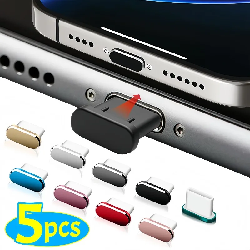 

Type-C Dust Plugs Silicone Metal Anti Dust USB-C Plug Cover Charging Port Cover for Samsung Iphone All Smart Phone Dustproof