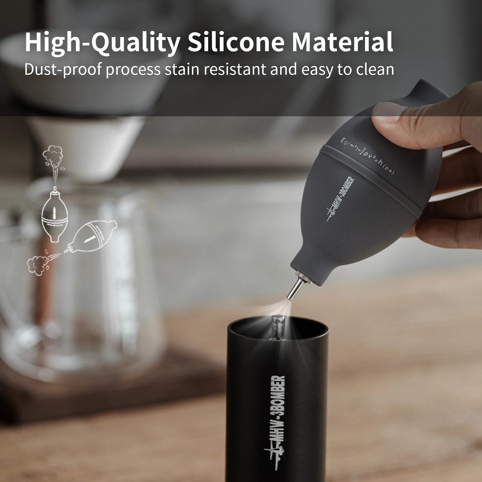 MHW-3BOMBER Air blower Brush Set Coffee Grinder Cleaning Tool Camera Dust Clean Coffee Cleaning Brush Walnut Wood Handle