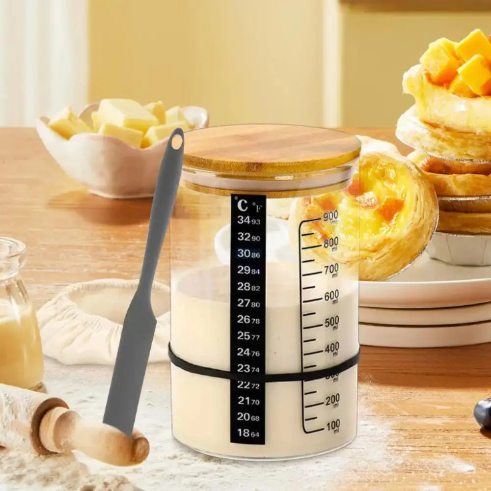 

900ml Capacity Sourdough Starter Jar 1000ml Capacity Clear Glass Material Fermentation Container Wide Mouth Design Kitchen Tools