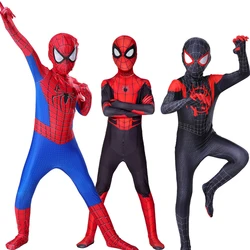 Boys Girls Spiderman Cosplay Costumes for Christmas Halloween Superhero Miles Morales Spider Man Zentai Bodysuit Jumpsuit