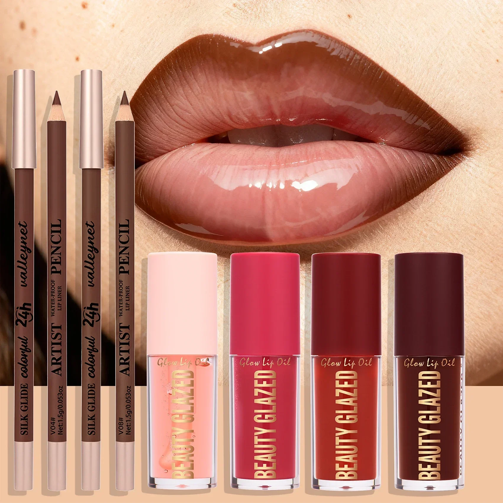 3 Teile/satz Matte Samt Lip Liner Lip Öl Set Lip Combo Set Langlebig Transparent Lip Öl Wasserdicht Lipliner Lip Make-Up