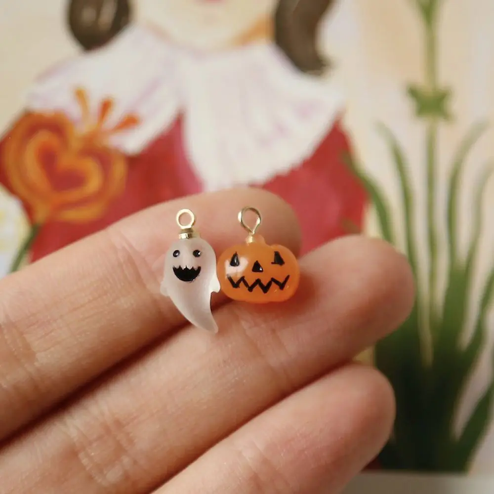 الكرتون DIY الحرف القرط سوار الراتنج مفتاح سلسلة سحر اليقطين قلادة هدية هالوين سحر صنع المجوهرات