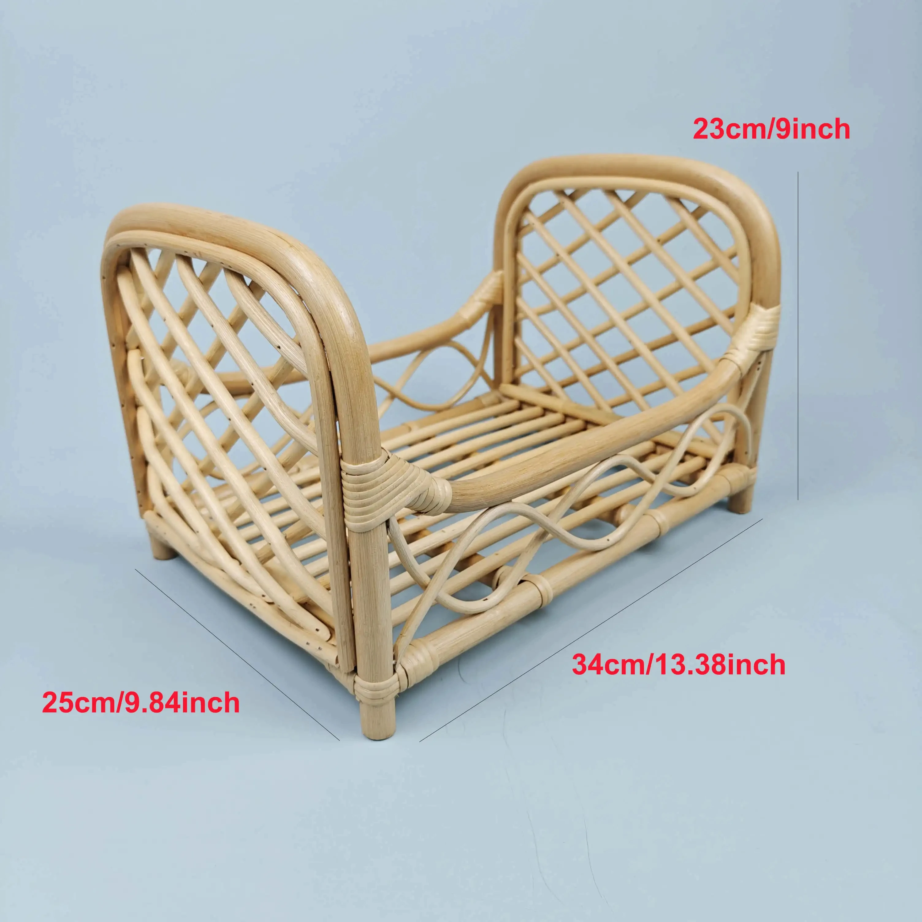 Original Newborn Photography Props Hollow Bed Baby Chair Wood Bed Infant Rattan Photo Prop Furniture Doll Bed Posing Accessories