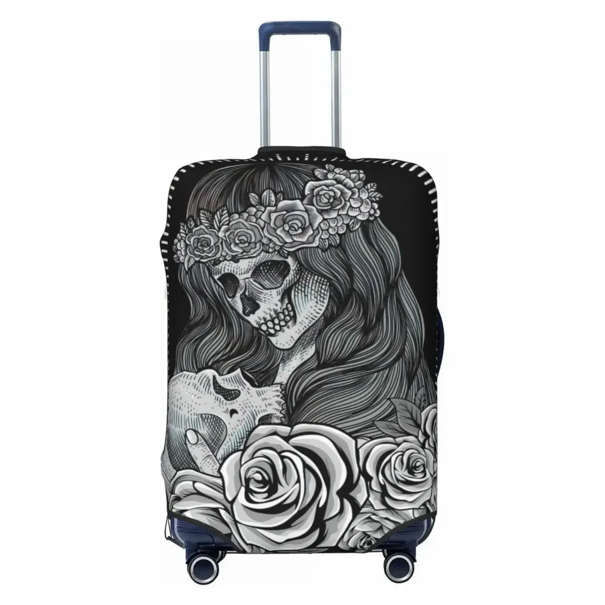 Sugar Skull Woman With Engraving Style Print Luggage Protective Dust Covers Elastic Waterproof 18-32inch Suitcase Cover