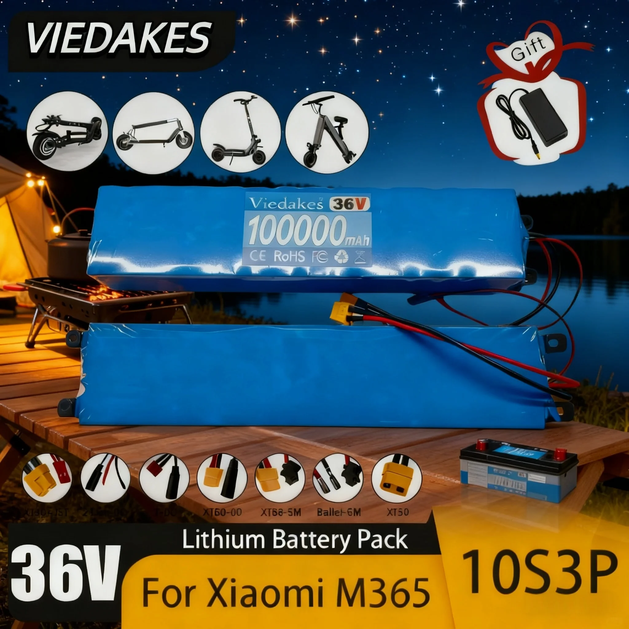 

♻️2025 New VIEDAKES 10S3P 100000mAh 36V Electric Scooter Battery Pack 18650 Lithium M365 Electric Scooter 36v Battery Scooter