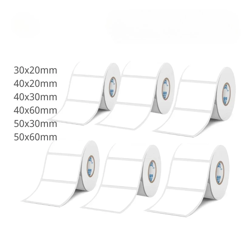 ملصق أبيض 3/6/10 لفات ملصق لاصق مقاوم للماء يستخدم مضاد للزيت لشريط الطابعة الحرارية الصغيرة SK58/SK20/SK35