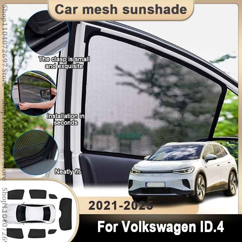 

For Volkswagen ID.4 Accessories VW ID4 ID 4 2021~2025 Magnetic Car Sunshade Windshield Sunshade Cover Protector Front Side Tools