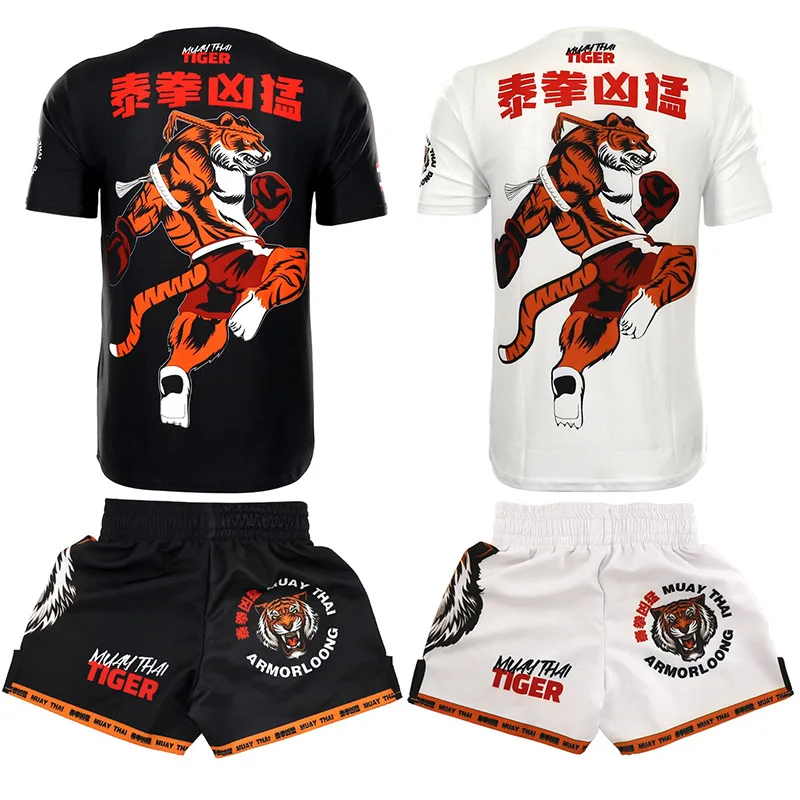 Short à manches courtes pour adultes et enfants, Muay Thai, Tiger Gastronomie, Sports, MMA, WagTraining, Boxe, Course à pied, Loisirs imbibés