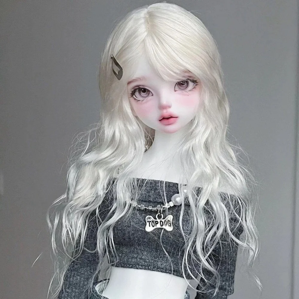 bjd Doll wig fits into 1/3 1/4 1/6 size Air Liu Sea Ripple Wave Roll Cute preppy soft silk wig doll accessories