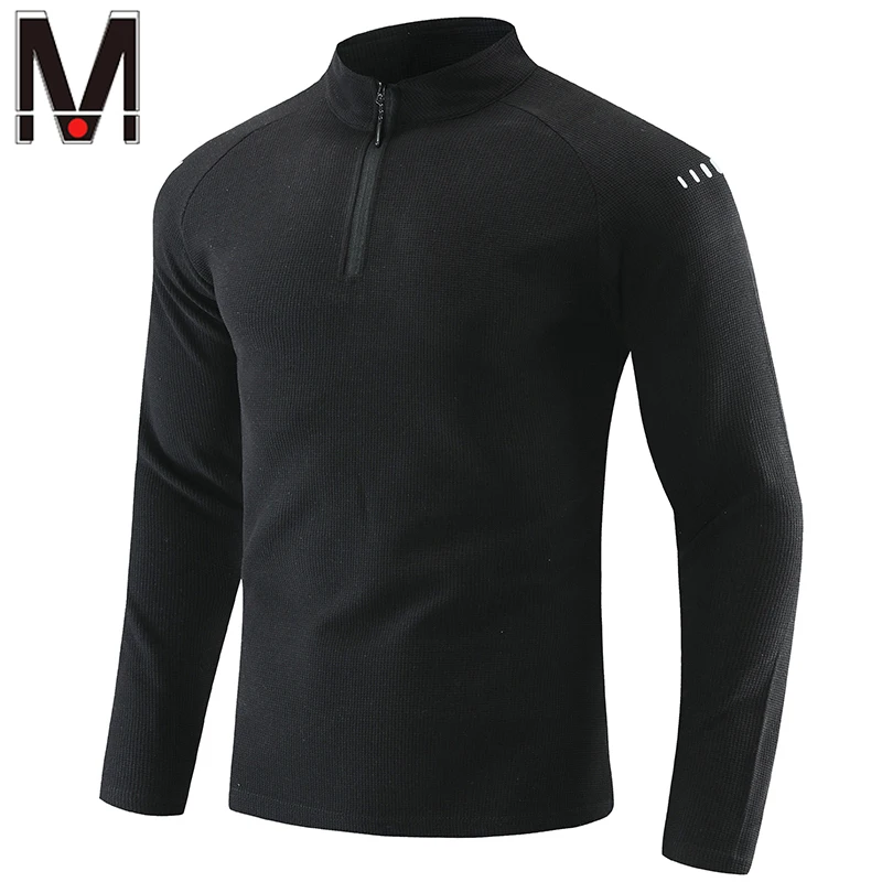 

New Men's Standing Neck Zippered Long Sleeved Hoodie with Sports Breathability and Fitness Fashion Top