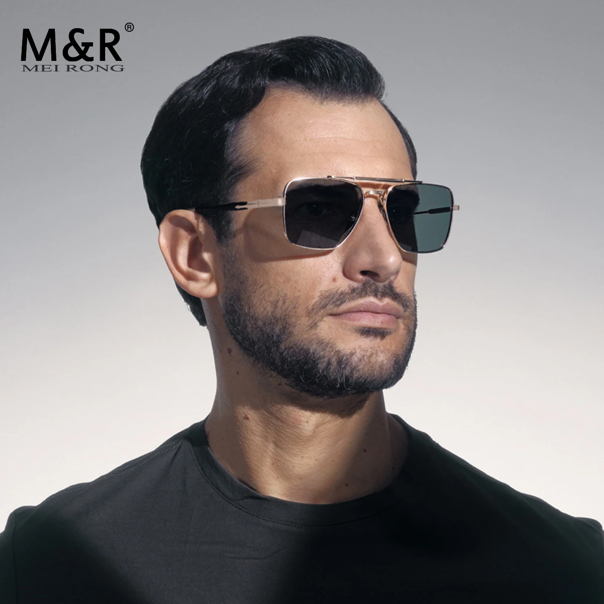 

2024 Fashion Retro Men's Square Shades Personalized Metal Gradient Glasses Frame Outdoor Cycling Driving Sun Protection Sunnies