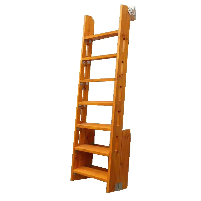 Solid wood stairs, invisible attic stairs, space saving climbing stairs, single ladder, wall attached ladder