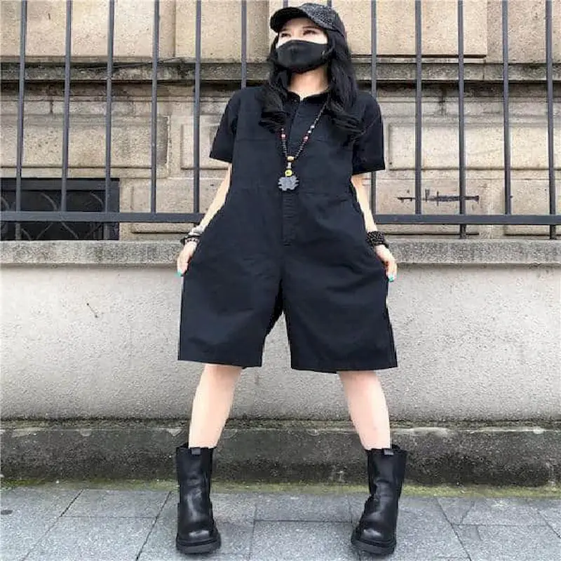 Casual Jumpsuit Nieuwe Zomer Losse Oversized Piaysuit Korte Mouwen Jumpsuit Losse Casual Solid Vintage Koreaanse Stijl Vrouwen Kleding