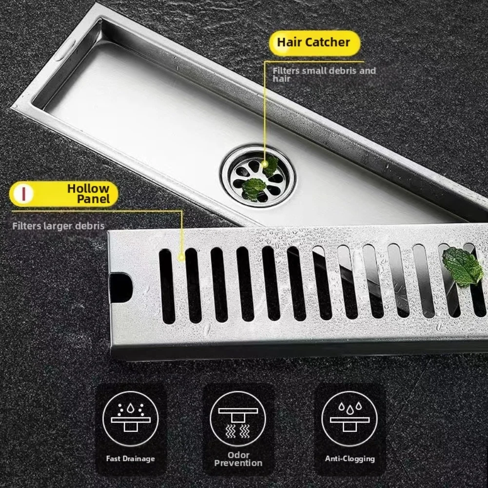 

Rectangular Stainless Steel Bathroom Drain For Bathroom Shower With Large Water Capacity Toilet Floor Drain