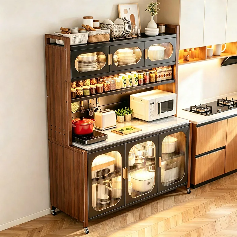 Medieval style kitchen locker rock slab side cabinet multi-functional shelf storage cabinet storage cabinet integrated
