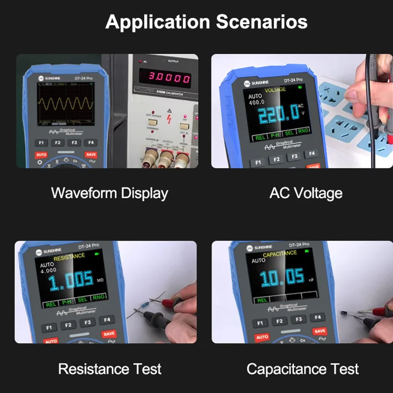 SUNSHINE DT-24 Pro Multifunctional 2-In-1 Oscilloscope Multimeter Automatic Sleep Intelligent Protection Convenient Data Storage