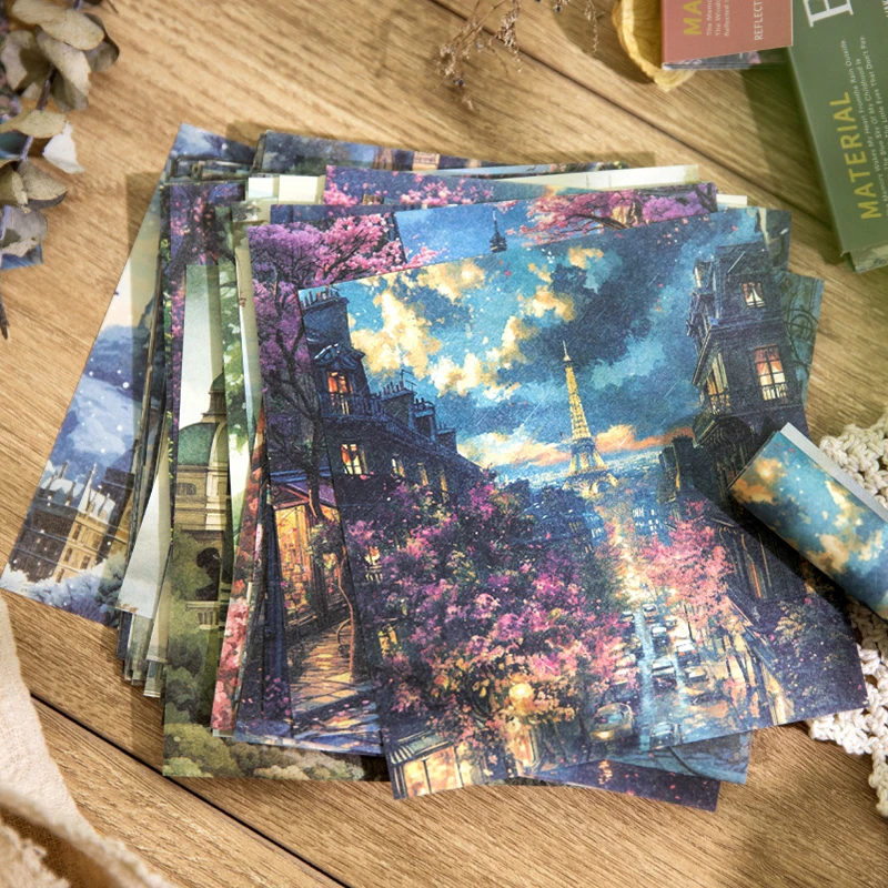 40pcs Large size Vintage Beautiful scenery Decor Scrapbook Material Paper DIY Scrapbooking Decor Junk Journal Planner Art paper