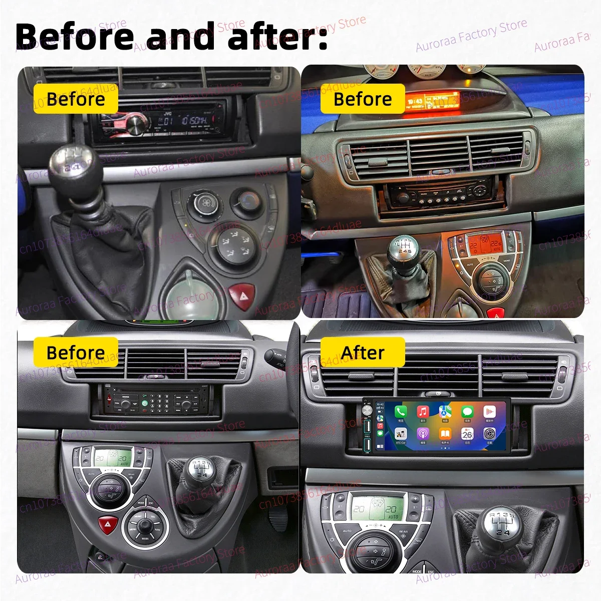 Carplay Autoradio 1 Din Radio Android Car Multimedia for FIAT ULYSSE CITROEN C8 PEUGEOT 807 2002-2011 6.86