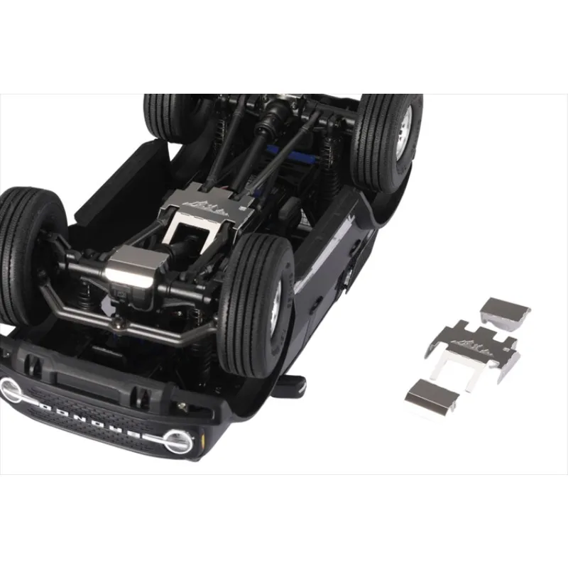 1/18 TRX4M-M modelo Universal coche de escalada protección inferior de Metal mejorada + dos huevos protección juego de tres piezas/negro