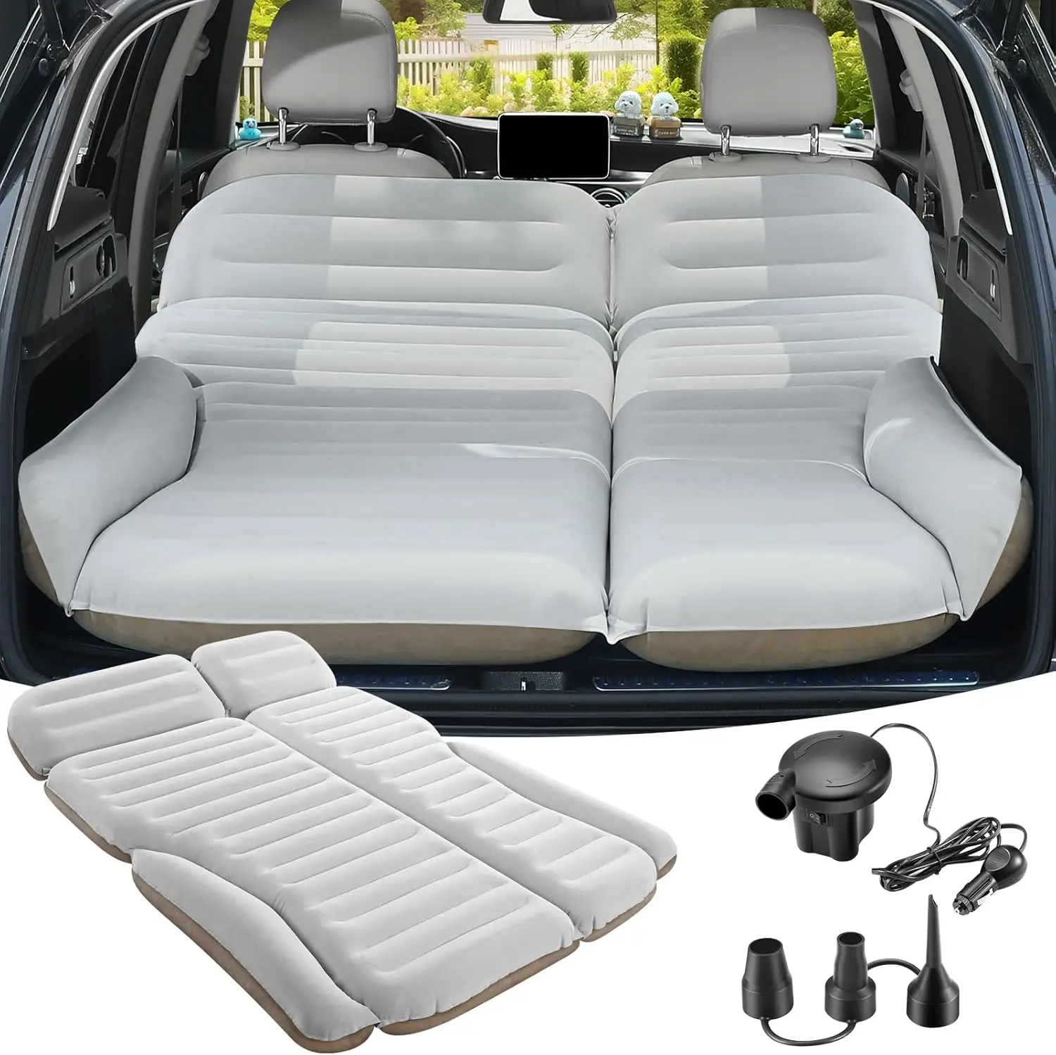 

SUV Air Mattress Double Sided Thickened Flocking Car Bed with Pump & Pillows