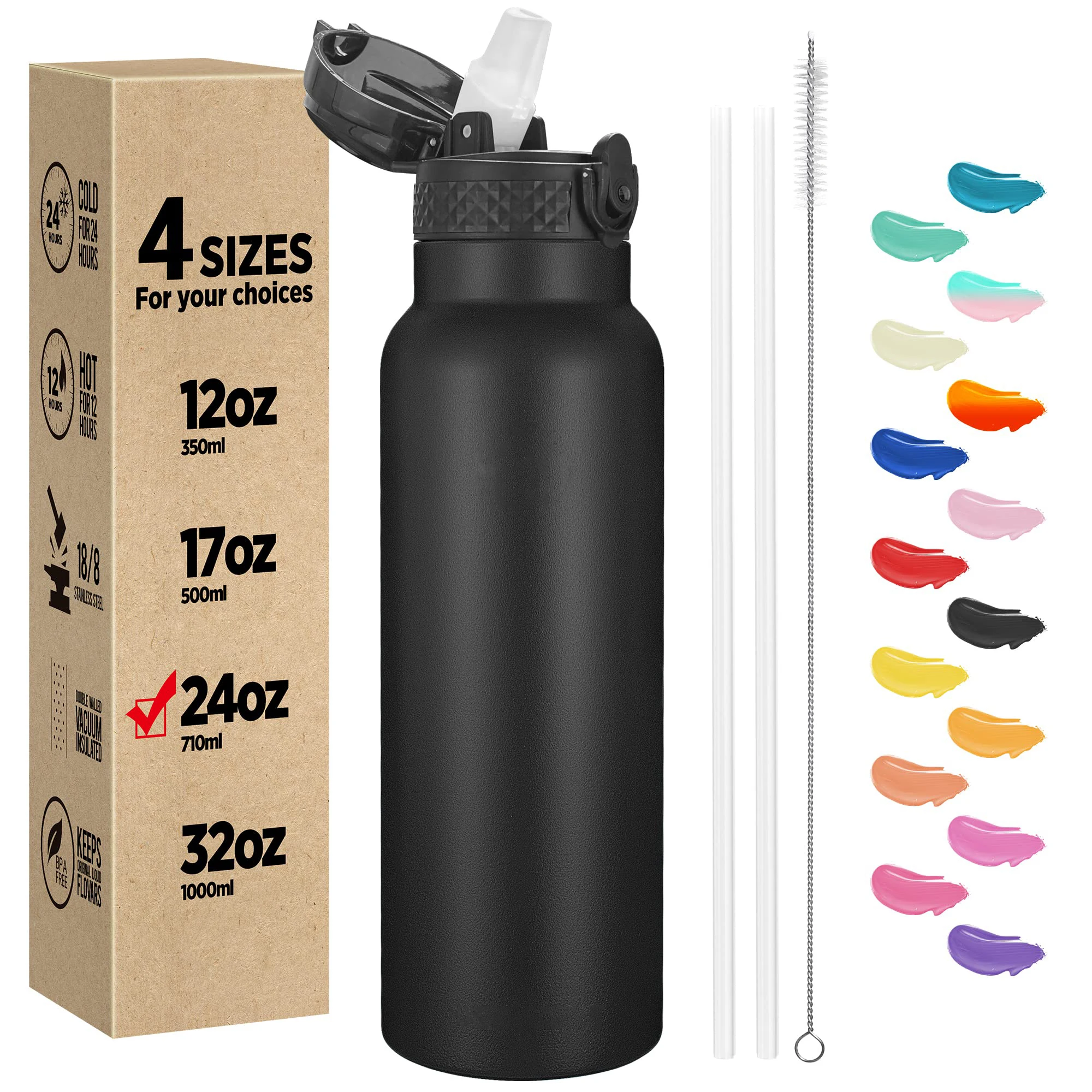 

Custom 32oz 40oz 64oz double wall vacuum flask insulated stainless steel sport water bottle