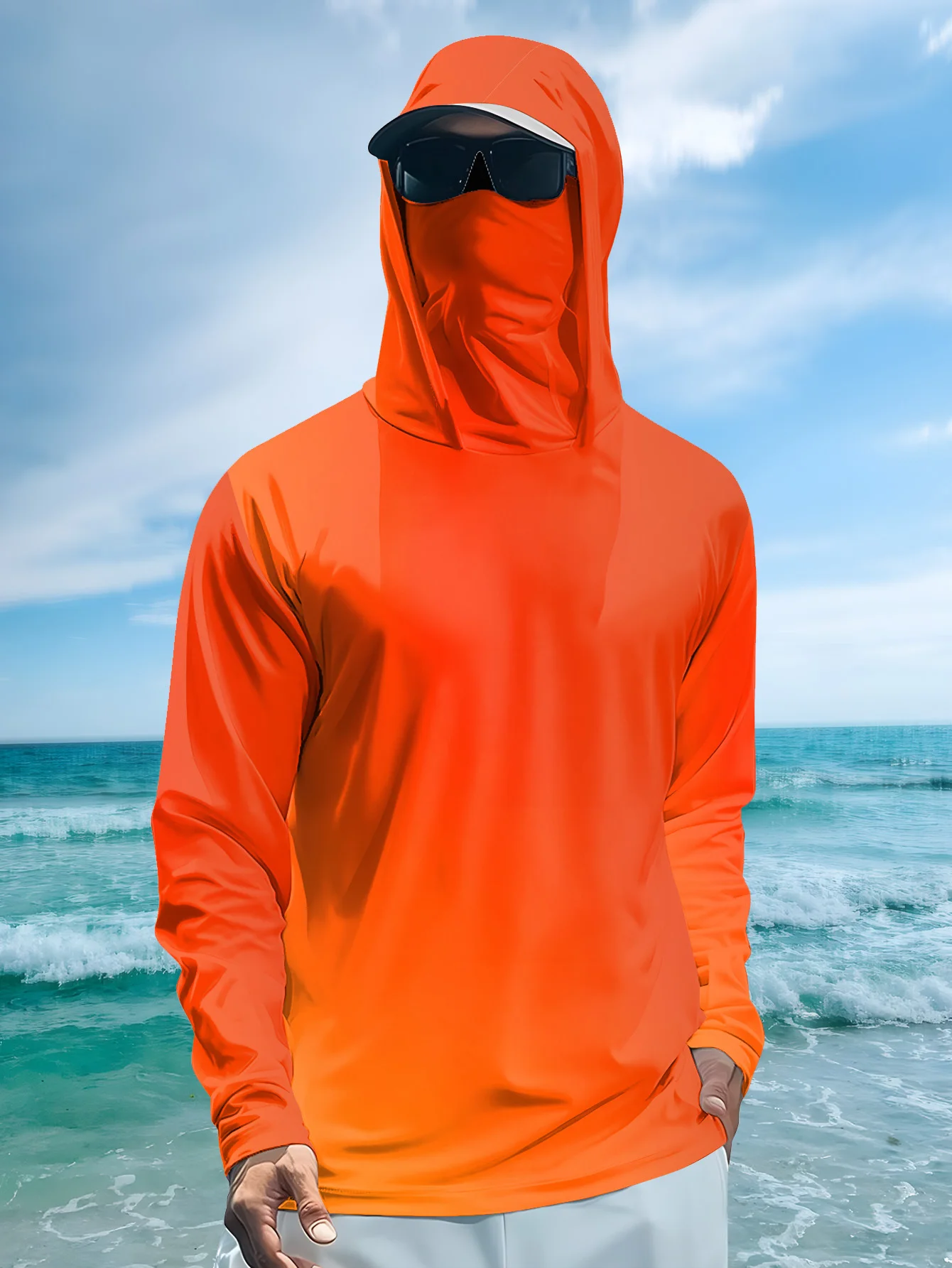 Fishing Shirts Men Sun Protection Hoodie Mask All-in-one Fishing Clothing Ropa Pesca Hunting Camping Angling T-shirt