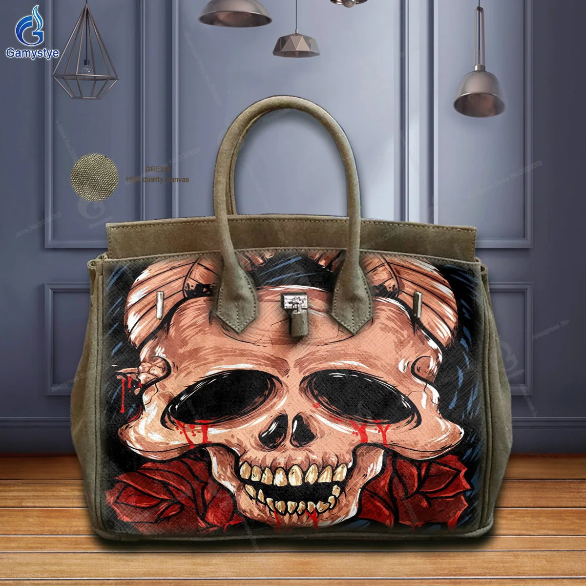 Street Artisc Hand Draw Smiling Skull Bag Ladies Designer Brand Handbag High Quality Messenger Shoulder Bag Genuine Togo Leather