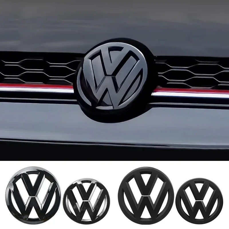 Car Glossy Black Front Grill Badges Rear Trunk Emblem Lid Covers Logo Sticker For VW Volkswagen GOLF 6 Automobile Accessories