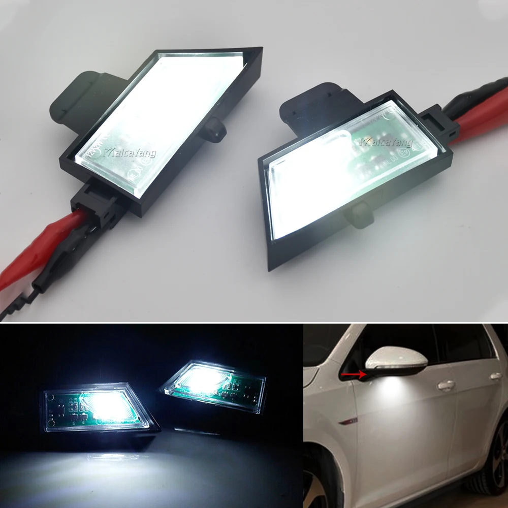 For Volkswagen VW Golf 7 VII MK7 2012-2019 Variant Sportsvan All Track Touran 2 II MK2 White LED Puddle Light Under Mirror Lamp