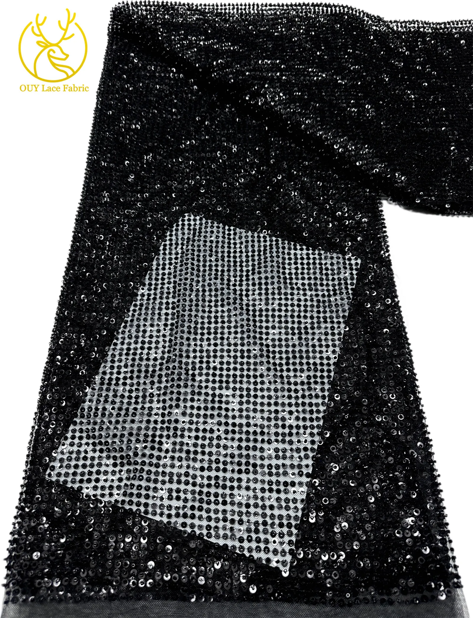 Eleganter französischer Mesh-Tüll-Spitzenstoff 2026 Nigerianischer vollständig perlenbesetzter runder Pailletten-Spitzenstoff für luxuriöse Abendkleider und Hochzeitsfeiern – Detail 27