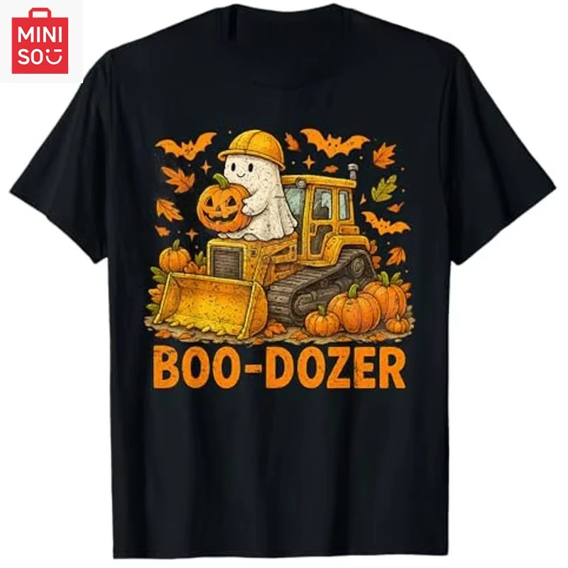 

Retro Bulldozer Halloween Boo Dozer Construction Truck Kids T-Shirt Funny Children Clothes Novelty Gift Y2k Fall Graphic Tee Top