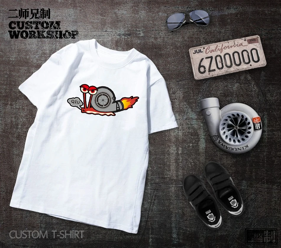 

Modified Car Turbo Car Crew Neck T-shirt Boost Turbo Street Hellaflush Pure Cotton Loose Short Sleeves