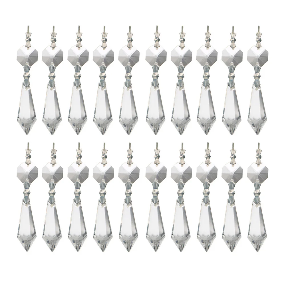 

20Pcs Clear Crystal Ball Pendants Faceted Prisms Hanging Chandelier Window Feng Shui Rainbow Decoration Wedding Curtain Beads