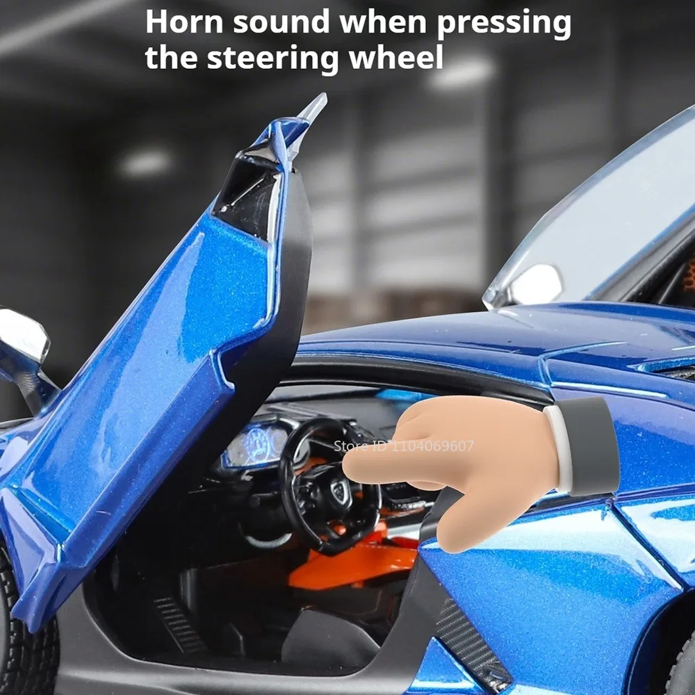 1:24 Scale Revuelto V12 Model Toy Sports Cars Alloy Diecast Sound Light Doors Opened Pull Back Simulation Supercar Toys for Kids