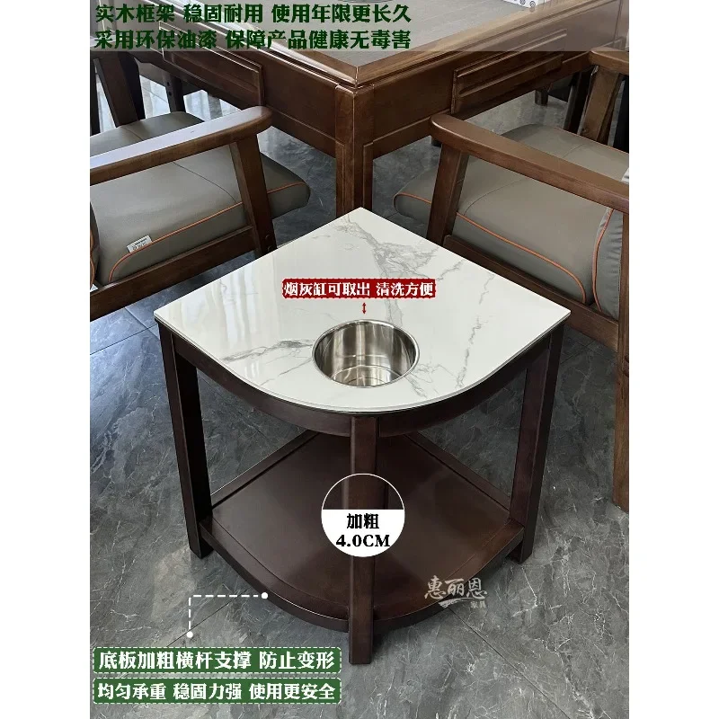 High mahjong small coffee table fan-shaped hotel solid wood rock slab small shelf chess and card room tea rack tea house full pl