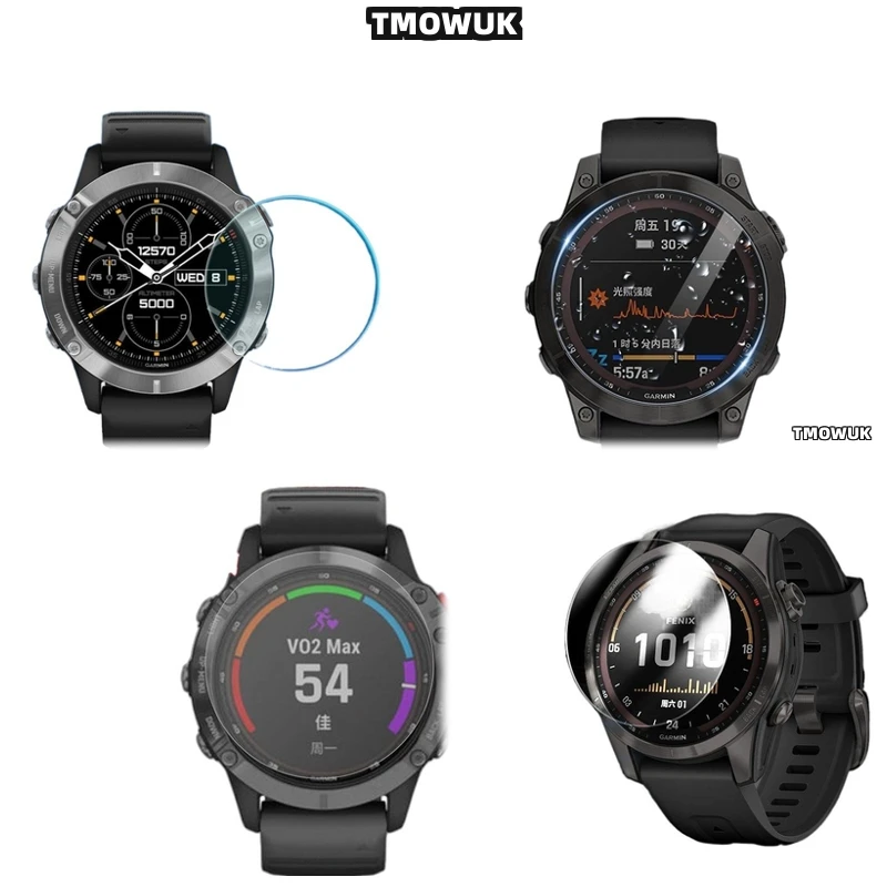

For Garmin Fenix 6 6S 6X Pro Silver Tempered Glass Screen Protector Smart Watch HD Anti-Scratch 9H Hardness Clear Guard Film
