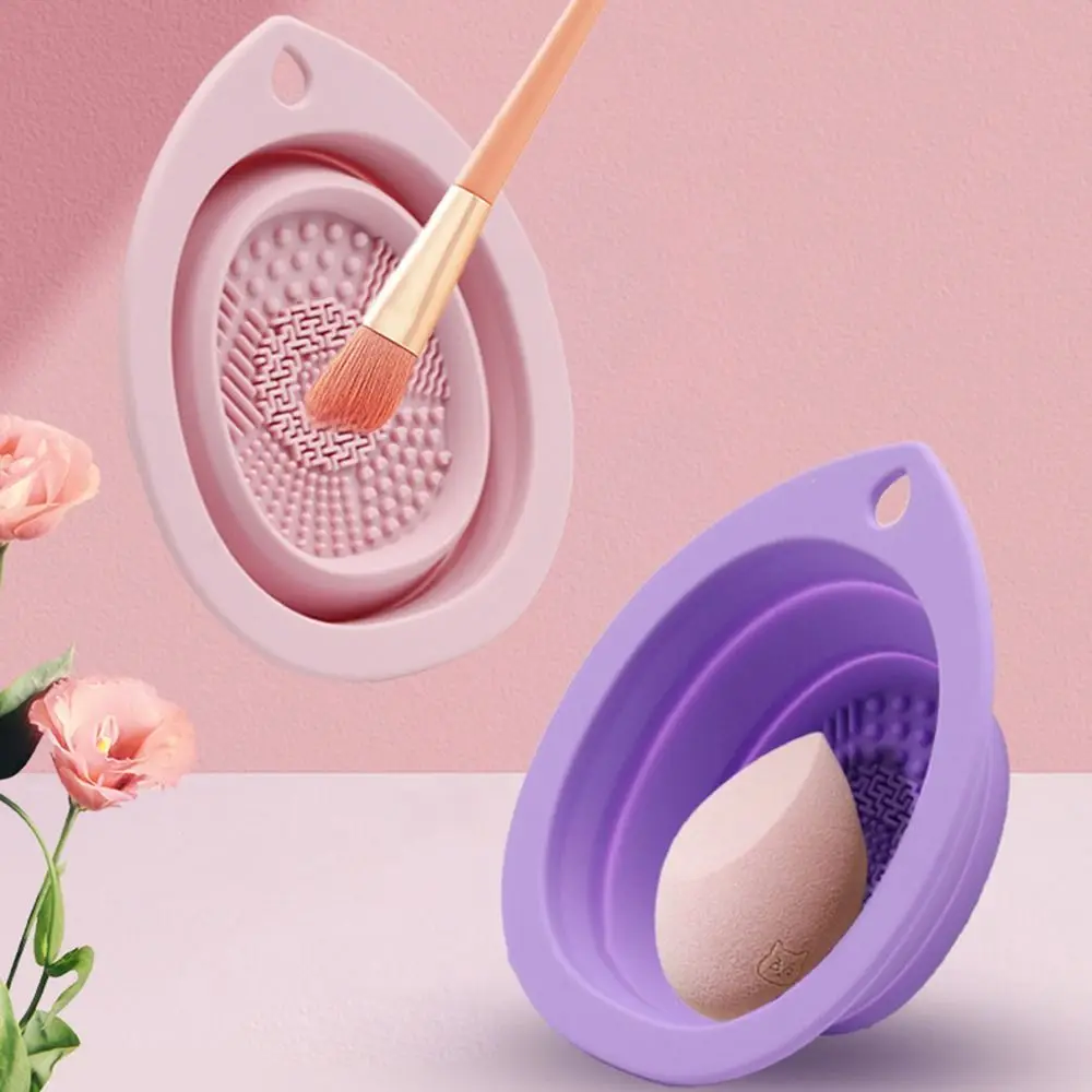 Soft Multi-functional Makeup Brushes Cleaning Bowl Foldable Silicone Gel Cleaner Bowl Cleaning Mat Women