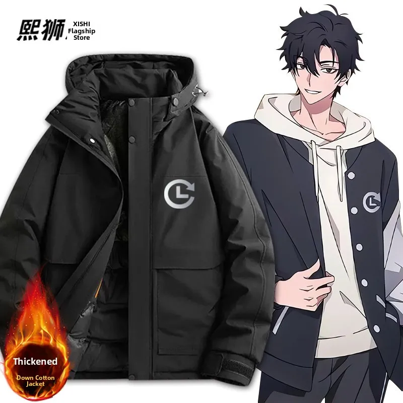 

Warm Thiened Cotton Jaet Men's Winter Coat Stand Fit Youth Faion Hooded Zipper Closure Cleanfit Sle Pure Color Design