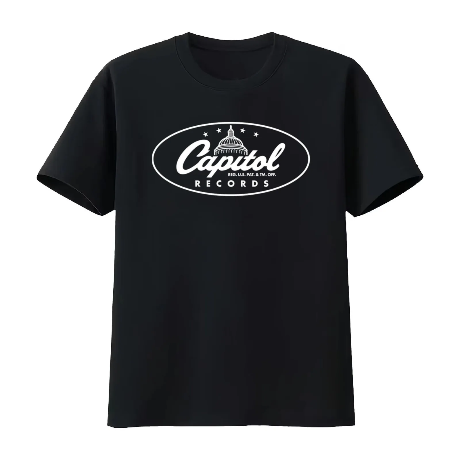 Capitol Records T-Shirt Summer Casual Cotton Tee Oversized Streetwear Tops Vintage Graphic Print Loose Fit Short Sleeve