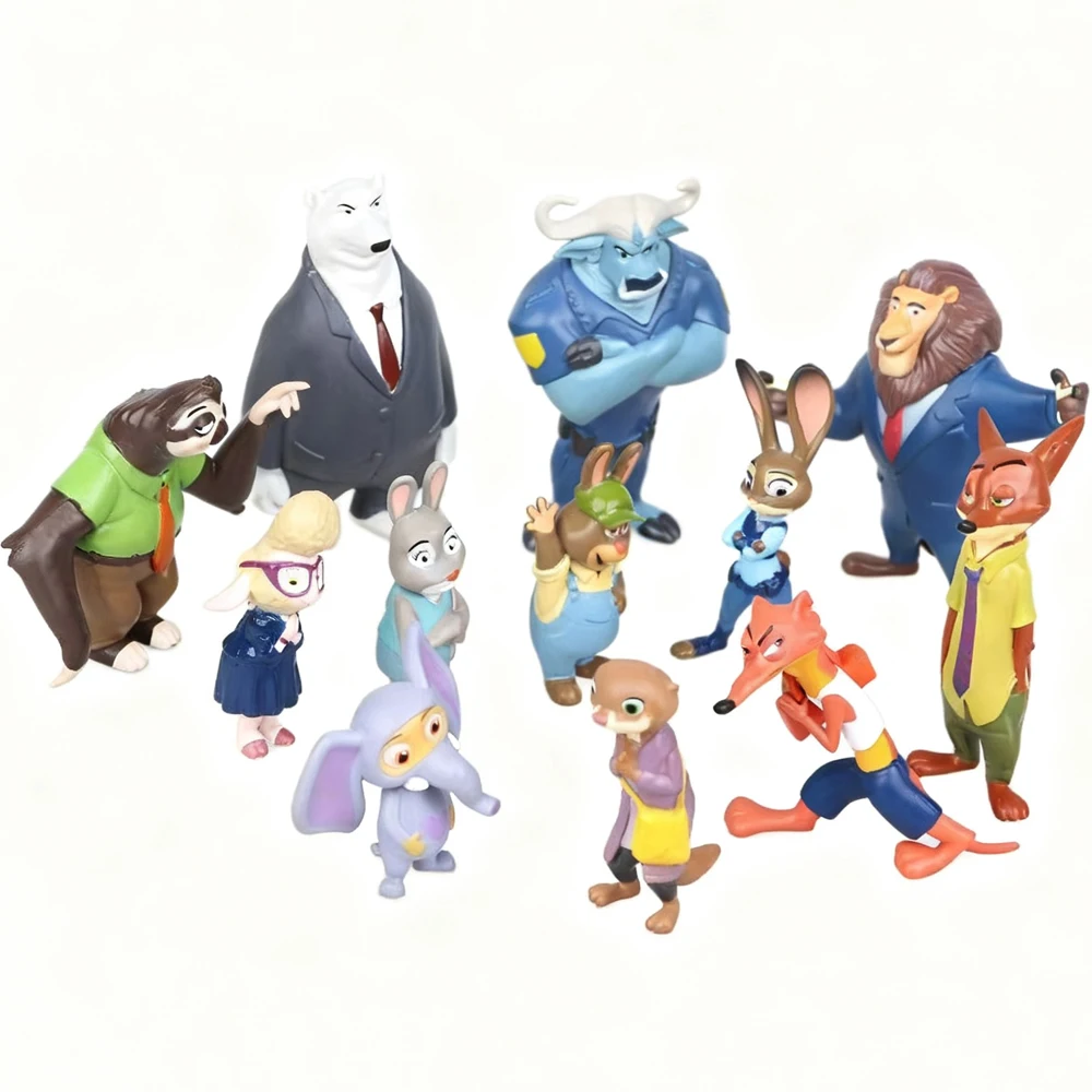 12pcs/set Disney Amazing Zootopia Animals Action Figure Toys Rabbit Judy Hopps Fox Nick Wilde Movie Kids Gift Collection Figures