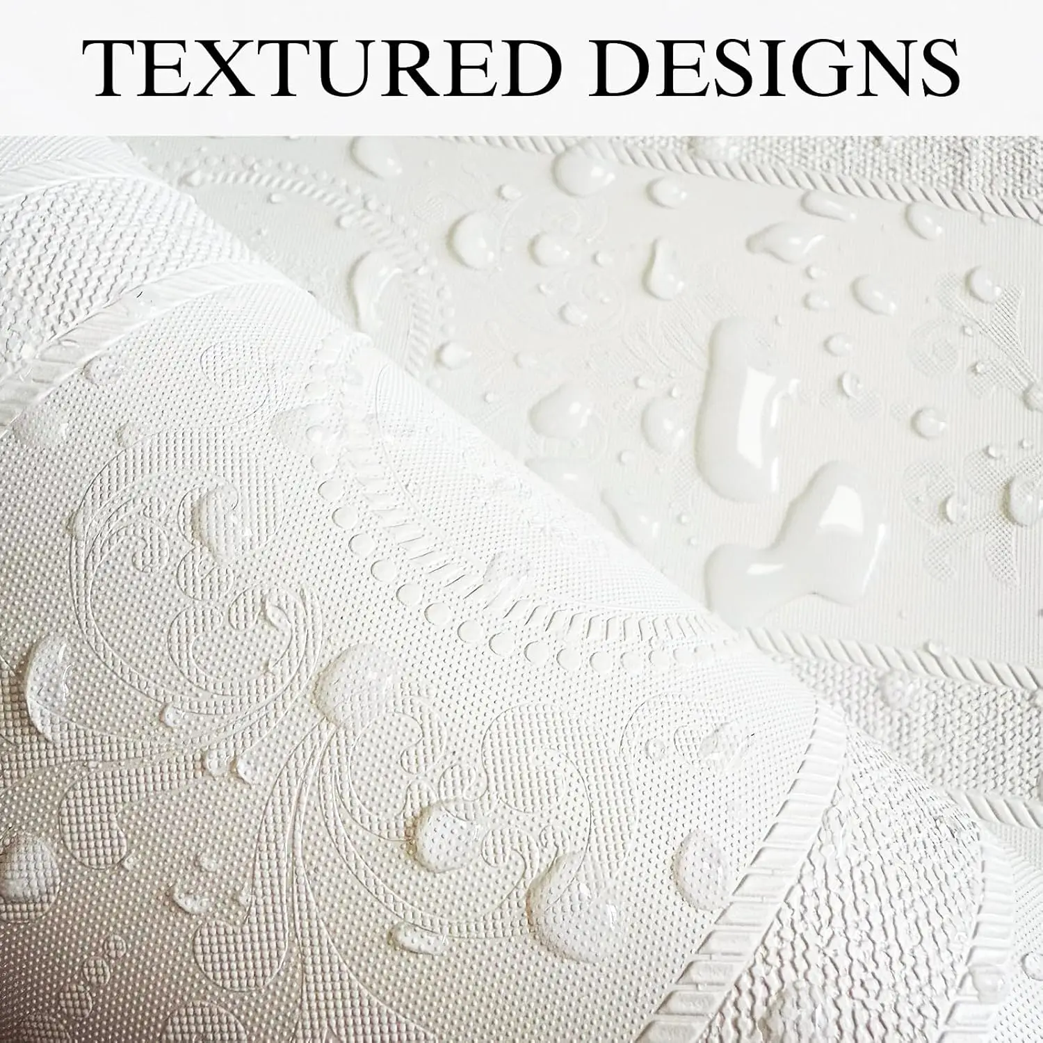 3D White Embossed Peel and Stick Wallpaper Damask Textured Self Adhesive Wallpaper Modern Floral Removable Contact Paper