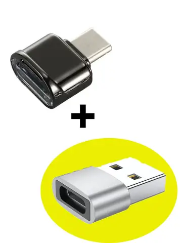 2 Pcs TF Card Reader, Silver USB C to USB Adapter, Suitable for iPhone 17/17 Pro and Other Mobile Phones