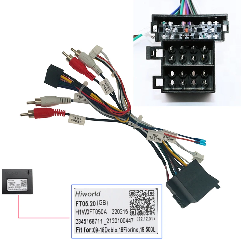 RSNAVI Car Audio 16 PIN Player Power Calbe Adapter With Canbus Box For Fiat Doblo 500L Bravo Doblo Stereo Plug Wiring Harness