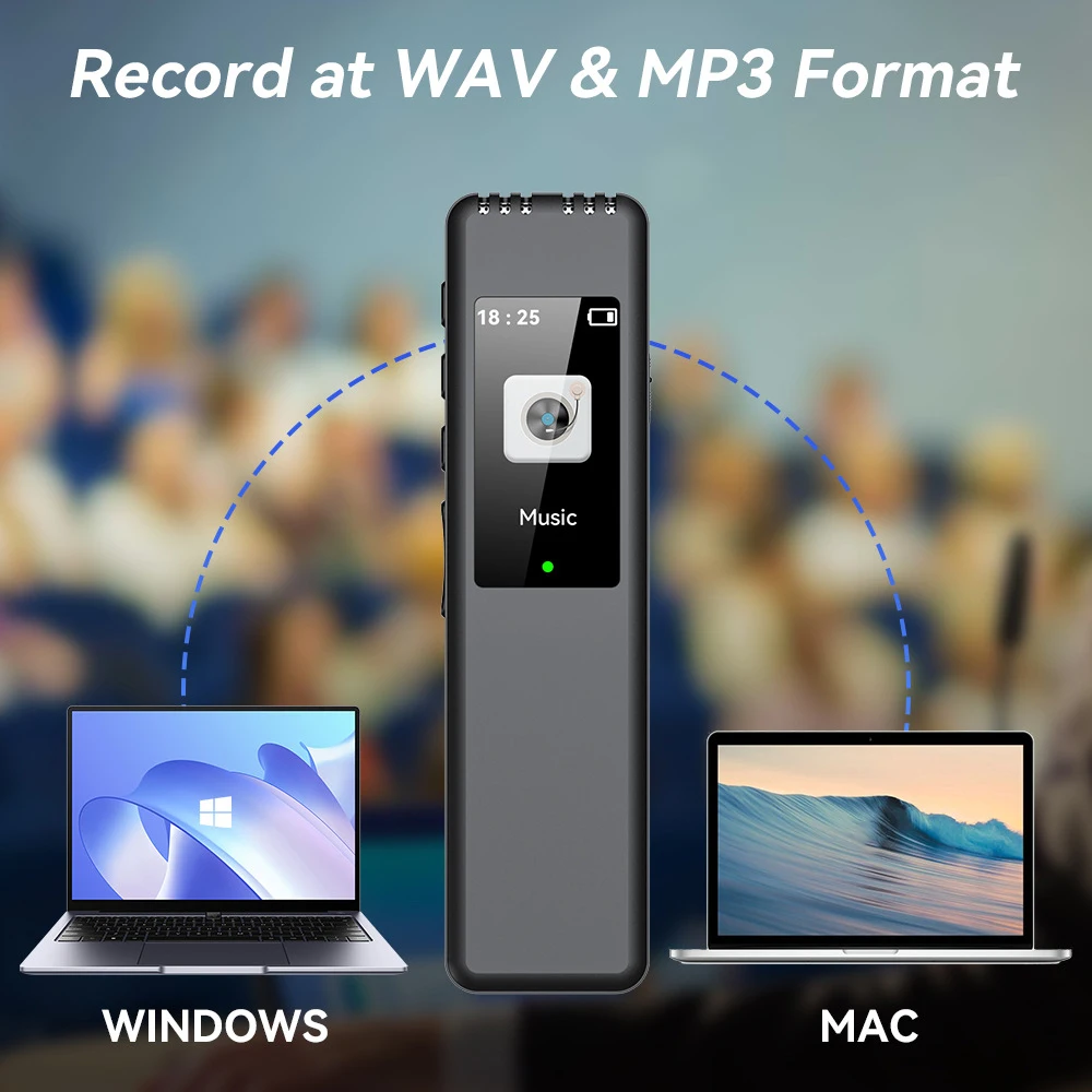 Digital Voice Recorder Pen Max Support 128G TF Card Portable MP3 Player Audio Recorder With 512Kbps Recording Work Interviews