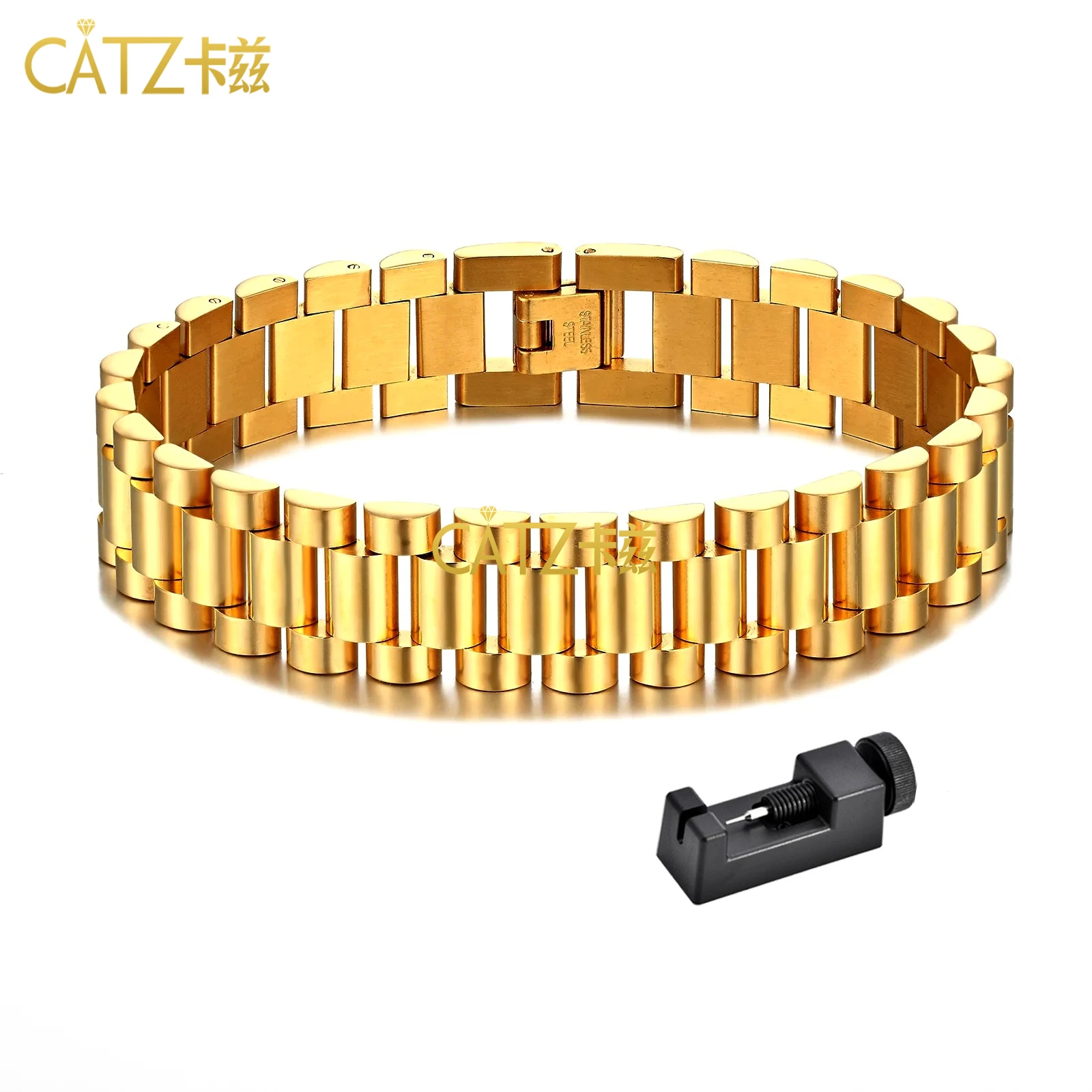 

CATZ Stainless Steel Adjustable Bracelet Chain Luxurious Men's Bracelet Attached Adjustment Tools A Gift for My Father